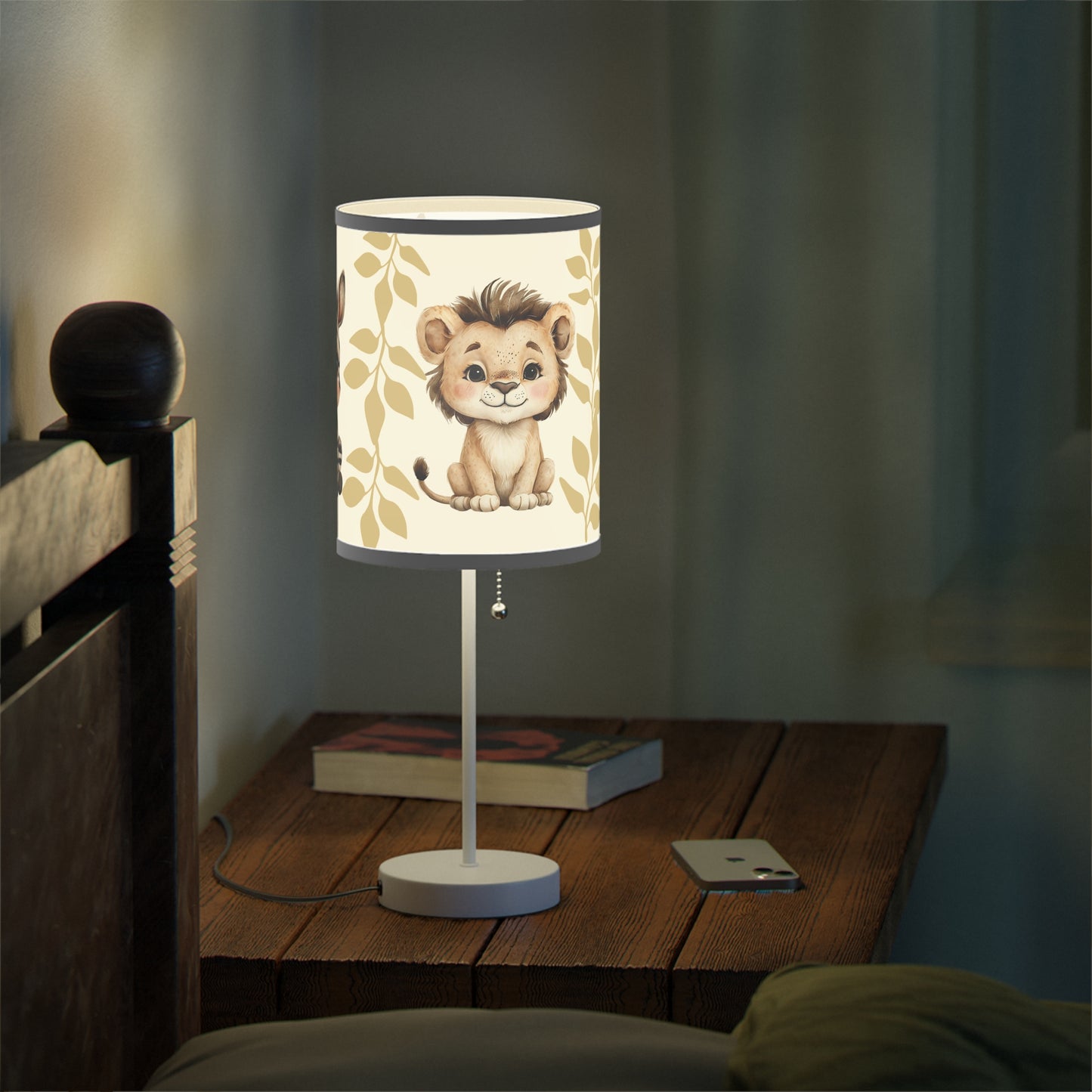 Lamp on Stand - Baby Zebra Lion Giraffe Safari Nursery Decor