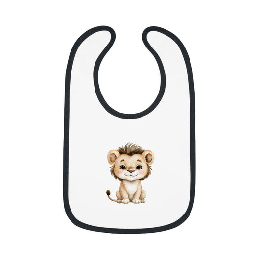 Cute Lion Baby Bib - Contrast Trim Jersey Bib for Toddlers