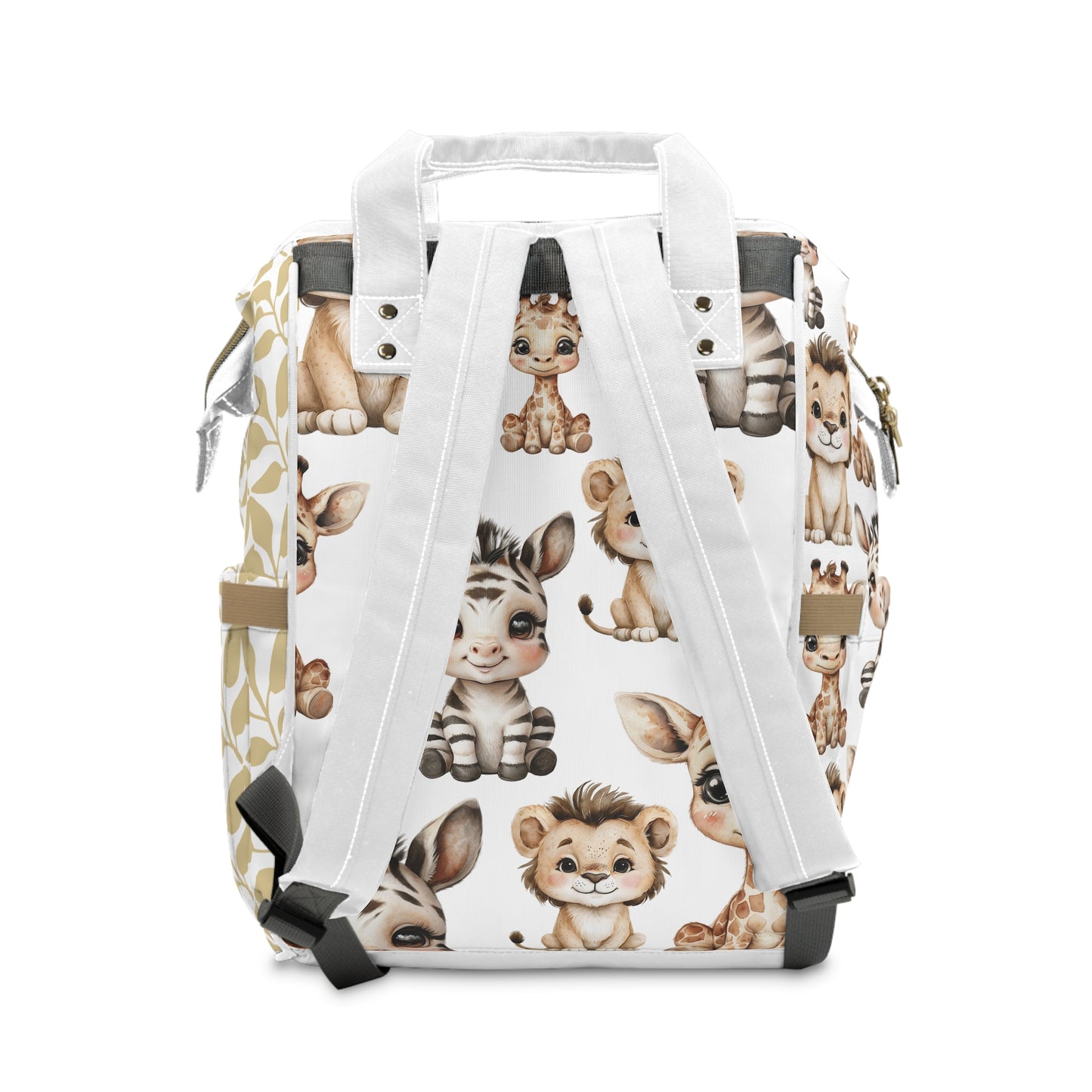 Personalized Safari Diaper Bag with Baby Lion, Zebra & Giraffe – Custom Name Option