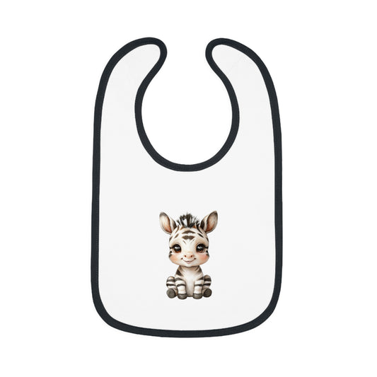 Cute Zebra Baby Bib with Contrast Trim - Adorable Feeding Accessory for Infants